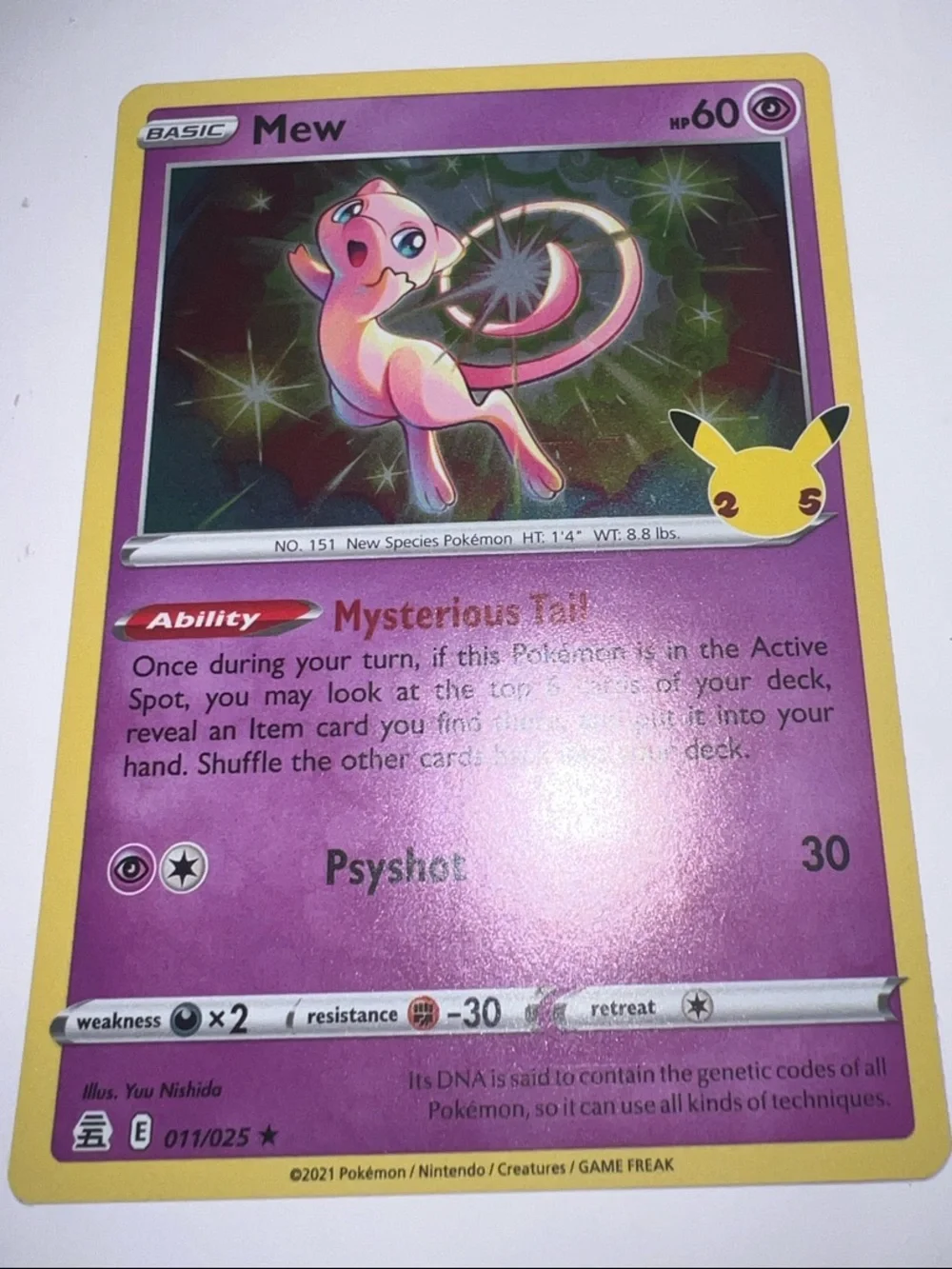 Pokemon Mew Trading Card - Pink and Yellow Border